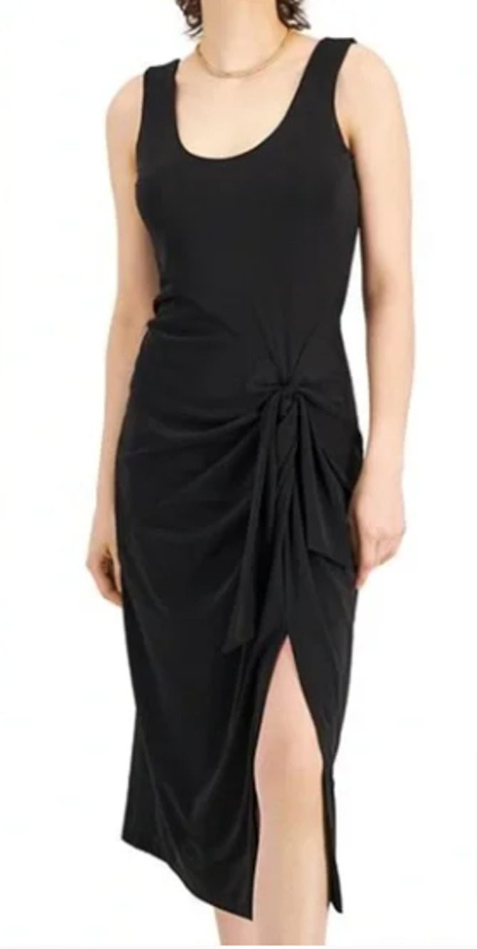 I.N.C. International Concepts Women's Tie Front Midi Dress Black Size Small 4-8
